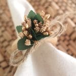 6 Adet Golden Rose Tomurcuk Çiçekli Doğal Ahşap Halkalı Peçete Yüzüğü