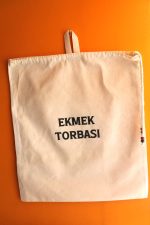 Büyük Boy Dekoratif Boncuklu Büzgülü Askılı Keten Ekmek Torbası 50x40cm - Görsel 2