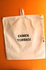Büyük Boy Dekoratif Boncuklu Büzgülü Askılı Keten Ekmek Torbası 50x40cm - Görsel 4