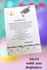 Yeni Okul Şans Bilekliği - Mezuniyet Yazılı Temenni - 10 Adet Emoji Şans Bilekliği - Tek Tek Paketli - Görsel 2