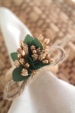 6 Adet Golden Rose Tomurcuk Çiçekli Doğal Ahşap Halkalı Peçete Yüzüğü - Görsel 2