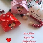25 Adet Kırmızı-Pembe-Beyaz Model Kalpli Şeker Kutusu - Kına Hediyesi - Nikah Hediyesi -Çerez Kutusu