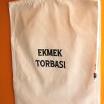 Büyük Boy Dekoratif Boncuklu Büzgülü Askılı Keten Ekmek Torbası 50x40cm