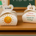 15 Adet Okul Tatili Kalpli Kutu - Bonibon Kutusu - Çikolata Kutusu - Öğrenci Hediye - Okul Hediye