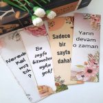 12'li Okuma Serisi Kitap Ayracı - Kalın Kuşe - 4,5x15cm - Okul Hediye - Çiçekli Ayraç