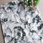 Yeşil Çiçekli Ekmeklik - Askılı Büzgülü Keten Ekmek Torbası 50x40cm