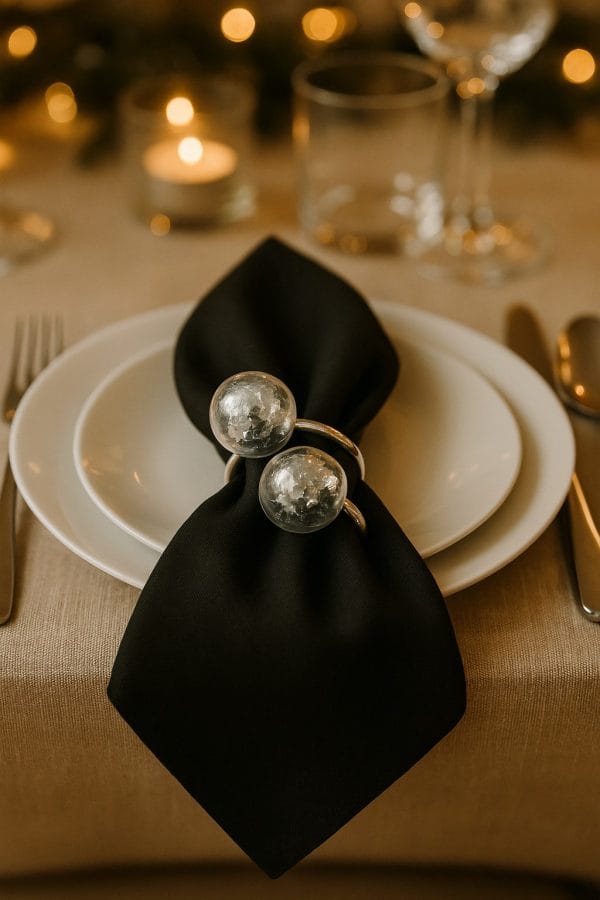 6 Adet Emtory Design Gümüş Metal Halkalı Peçete Yüzüğü - Silver Napkin Rings