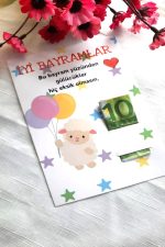 10 Adet Minnak Kuzucuk Bayram Kartı - Bayram Tebrik Kartı - Bayram Harçlık Kartı - Kurban Bayramı - Görsel 2