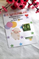 10 Adet Minnak Kuzucuk Bayram Kartı - Bayram Tebrik Kartı - Bayram Harçlık Kartı - Kurban Bayramı - Görsel 3