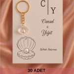 İstiridye İncili Anahtarlık | 10 Adet Kına Hediyesi - Yenidoğan Hediye - Nişan Hediyesi - Nikah