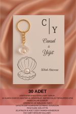 İstiridye İncili Anahtarlık | 10 Adet Kına Hediyesi - Yenidoğan Hediye - Nişan Hediyesi - Nikah
