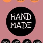 24 Adet - Siyah Handmade Sticker -Paketleme Sticker - Teşekkür Etiketi- Yuvarlak Sticker -