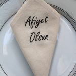 6 Adet Afiyet Olsun Yazılı Doğal Keten Servis Sunum Peçetesi