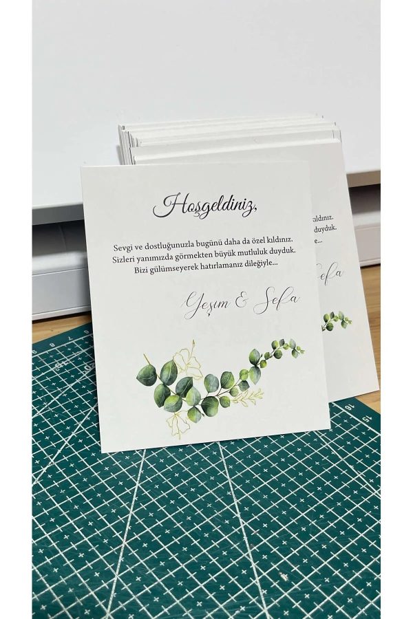 50 Adet Söz Kına Nişan Düğün Hatırası Kartı Davetiyesi - İstenilen yazı yazılır 10x15 cm