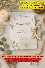 15 Adet Çiçekli Kartlı İnci Anahtarlık - Kına Hediyesi - Nişan Hediyesi - Her Türlü Yazı Yazılır +60 - Görsel 3