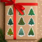 9 Adet - Çam Ağacı Sticker - Yılbaşı Sticker - Yılbaşı Hediye Paketleme - Yılbaşı Süsü  Hediye Paket