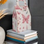 5 Adet Kelebekli Hediye Karton Çanta - Hediye Paketi - Hediye Çantası - Hediye Paketi 10x15 cm
