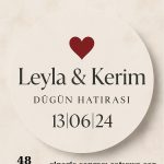 48 Adet Yuvarlak Kişiye Özel Yapışkanlı Sticker - Kına Hediyesi - Nişan Hediyesi - 1.Hamur Mat