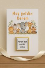 20 Adet Safari Kartlı Hoşgeldin Bebek Hedyelik - Sütlü Çikolata Kartlı - Mevlid Hediye - Okul Hediye - Görsel 3