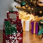 5 Adet Ekoseli Kartaneli Karton Çanta - Hediye Paketi - Hediye Çantası - Yılbaşı Süsü 10x15 cm