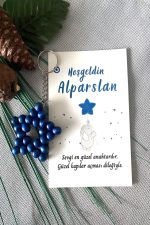 100 Adet Zincirli Ahşap Yıldız Anahtarlık Bebek Hediyeliği Fil & Balon Konsept - Görsel 2