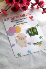 10 Adet Minnak Kuzucuk Bayram Kartı - Bayram Tebrik Kartı - Bayram Harçlık Kartı - Kurban Bayramı - Görsel 4