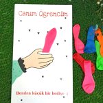 Balonlu Hediye Kartı | 10 Adet - Kuşe Kartlı Okul Hediyesi - Öğrenci Hediye - ( Karışık Renk Balon)