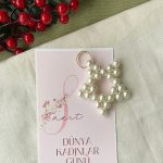 8 Mart Hediyelik- 5 Adet İnci Yıldız Anahtarlık - Kadınlar Günü Hediyesi
