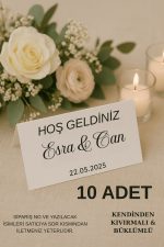 Yatay Uzun 10 Adet Masa Kartı - Kıvrımlı - Nişan Masa Kartı - Düğün Masa Kartı - Nikah Masa Kartı - Görsel 2