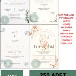 250 Adet Davetiye Kartı - Nişan Davetiyesi - Nikah Davetiyesi - Düğün Davetiyesi -SADECE KART