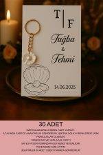İstiridye İncili Anahtarlık | 10 Adet Kına Hediyesi - Yenidoğan Hediye - Nişan Hediyesi - Nikah - Görsel 2