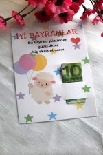 10 Adet Minnak Kuzucuk Bayram Kartı - Bayram Tebrik Kartı - Bayram Harçlık Kartı - Kurban Bayramı - Görsel 5
