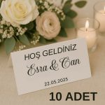 Yatay Uzun 10 Adet Masa Kartı - Kıvrımlı - Nişan Masa Kartı - Düğün Masa Kartı - Nikah Masa Kartı