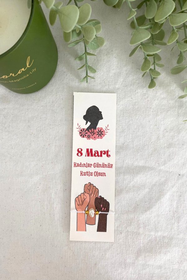 Women's Day - 10 Adet Kadınlar Günü Hediyelik İnci Bileklik - Kadınlar Günü Şans Bilekliği