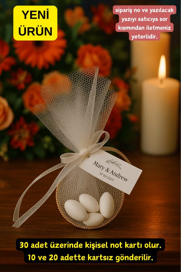 10'lu Kurdeleli Halkalı Şeker - Nikah Şekeri - Nİkah Hediyesi - Nişan Hediyesi