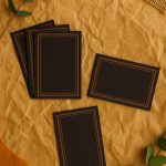 Siyah 50 Adet Gold Çerçeveli Not Kartı - 8x5cm - Hediye Paketleme Kartı - Kalın Kart