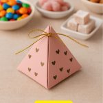 60 Adet Pembe Kalpli Piramit Kutu - Lokum Kutusu - Çikolata Kutusu - Şeker Kutusu  - Mevlid Hediyesi