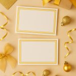 50 Adet Gold Çerçeveli Not Kartı - 8x5cm - Hediye Paketleme Kartı - Kalın Kart