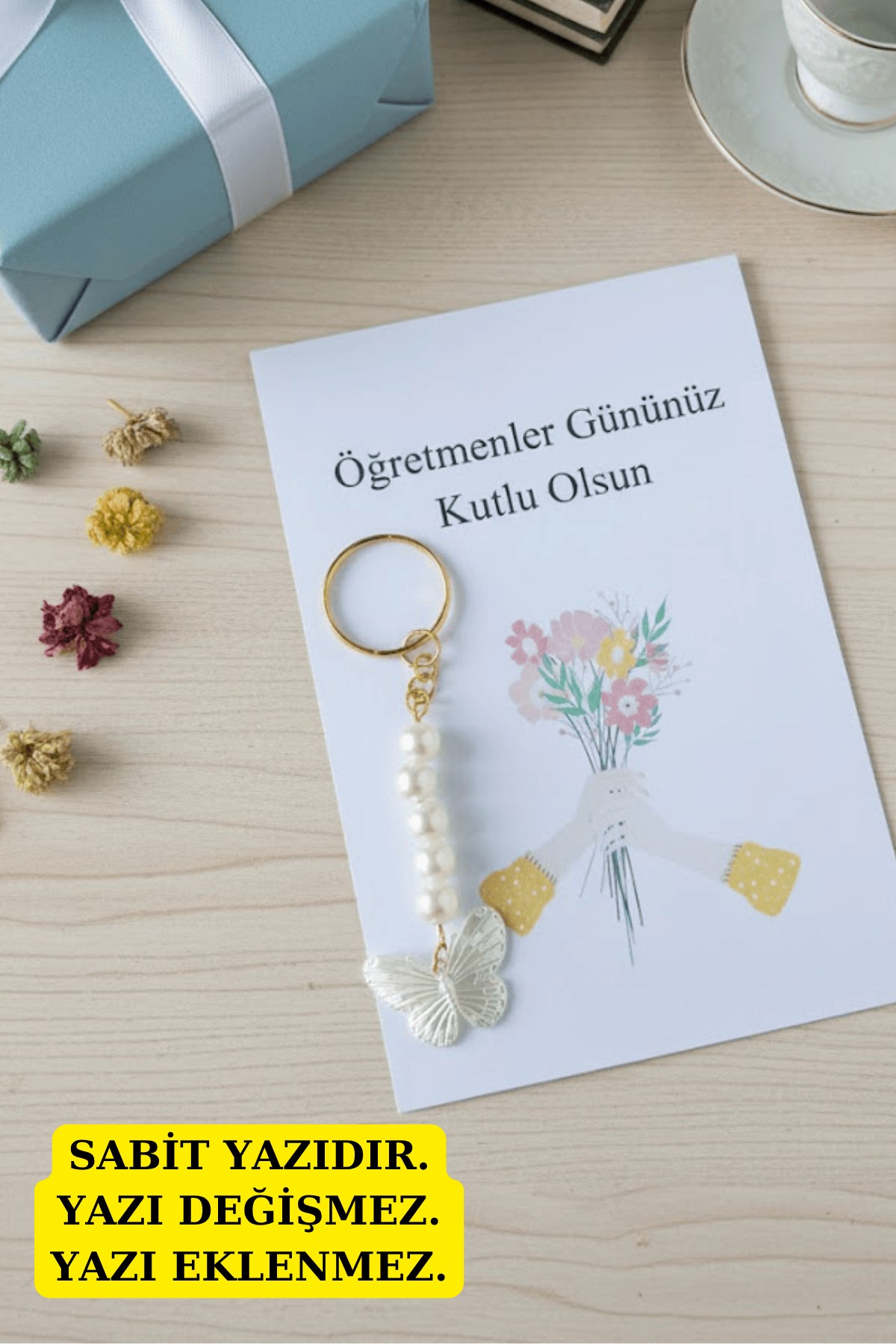 2003fdf2e0514859bd2ad4f876de0607.jpg 5 Adet Öğretmenler Günü Hediye - Kelebek Anahtarlık - Jelatinli - Sabit Yazı - 24 Kasım - Görsel 1