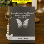Siyah Kelebek | İncili Kelebek Anahtarlık - Kına Hediye - Nişan Hediyelik - Nikah Hediye 10 Adet