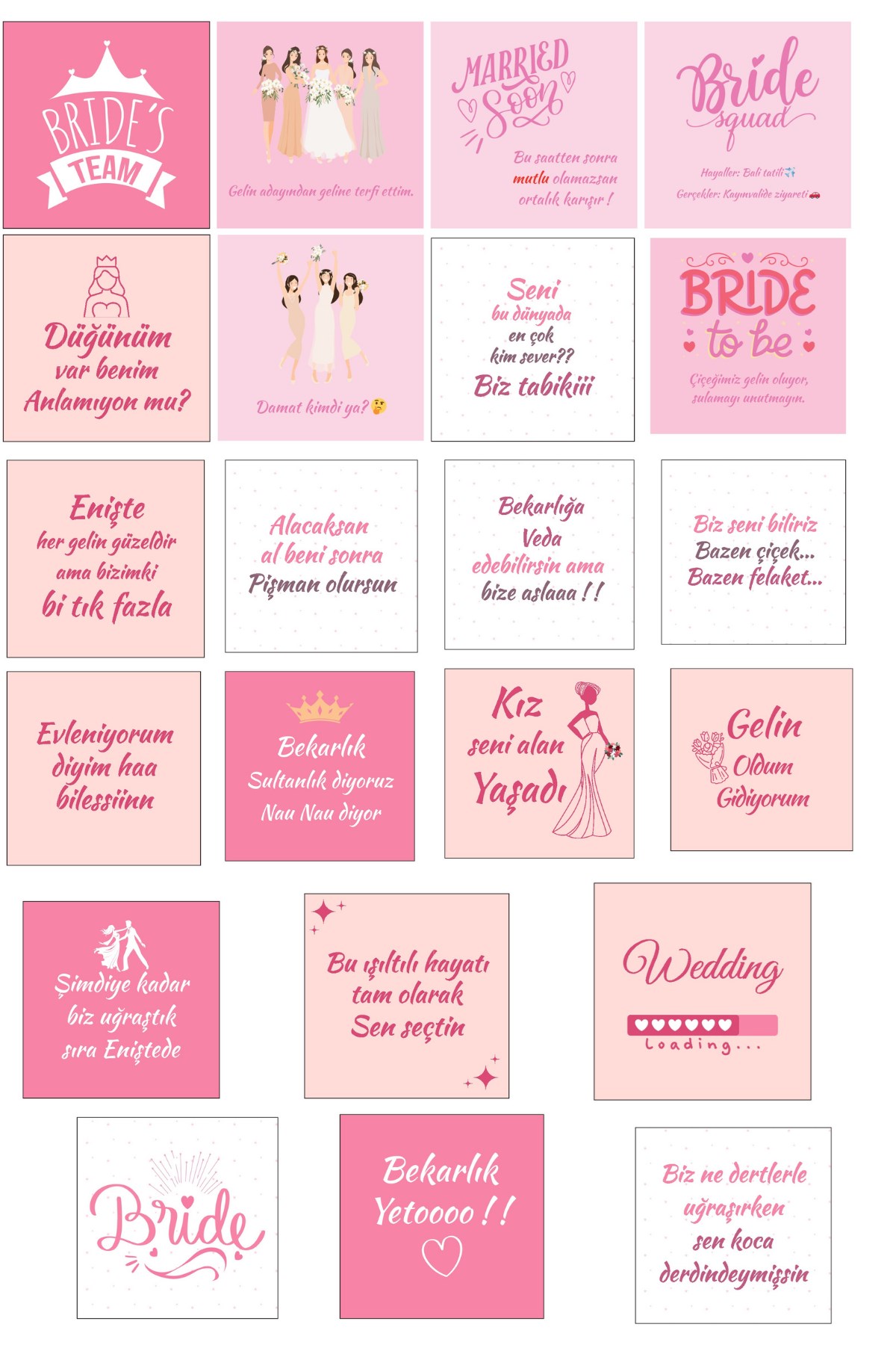 395414a35ee24765b581d675734f4c2f.jpg 22 Adet Bride Kart - Bekarlığa Veda Kartı -Bride Eğlence Kartı - Motto Kart - 10x10 Kalın Kart - Görsel 1