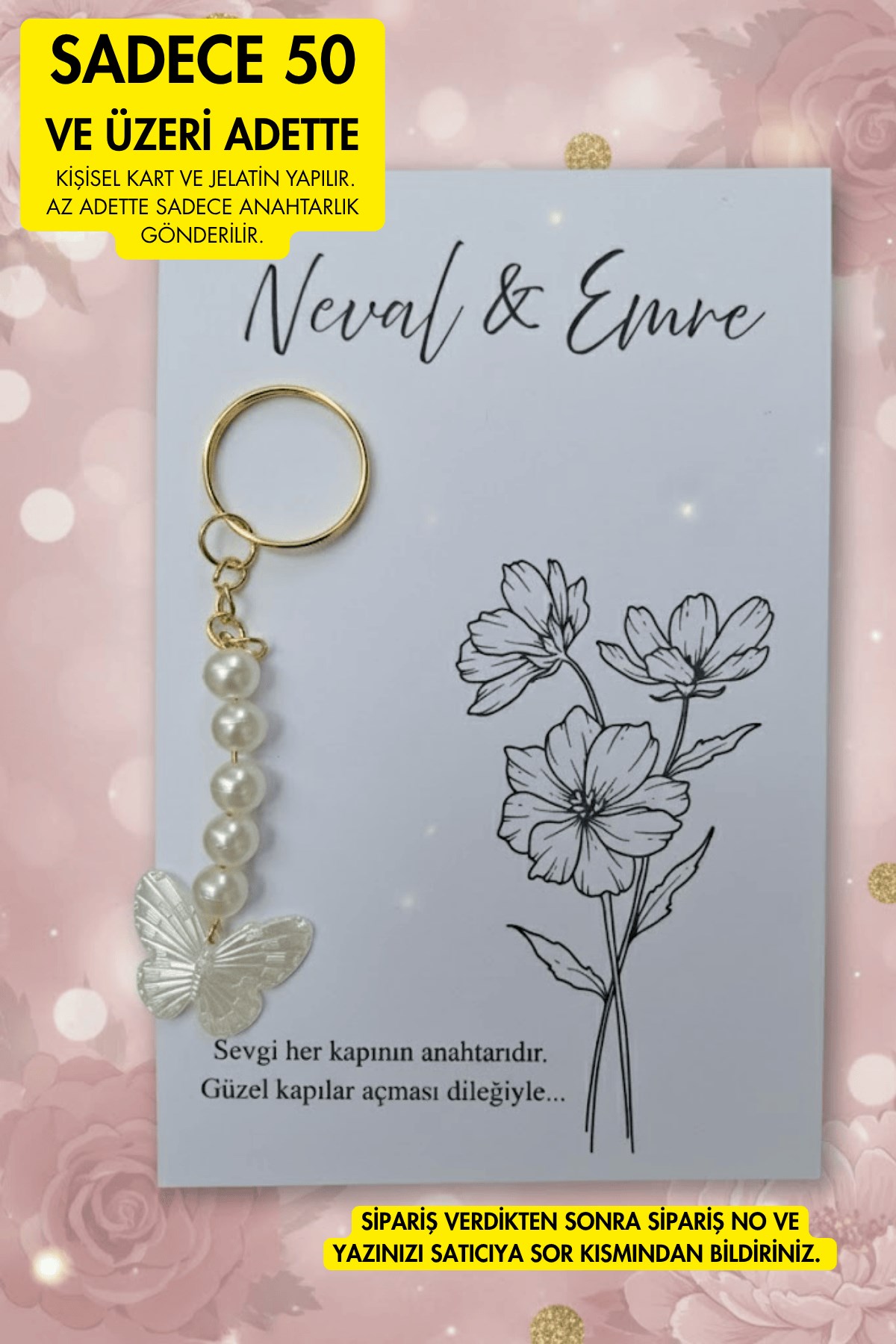 4b1140bb5e7c44dfb5d568028e89c2ac.jpg Butterfly Keychain | Kelebek Anahtarlık - 10 Adet - Kına Hediyesi - Nişan Hediyelik - Nikah Hediye - Görsel 1