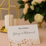 Kuru Çiçekli Nişan Masa Kartı Çift Yön Baskı - 11x16cm - İsme Özel - Nişan Kartı - Nikah Kartı
