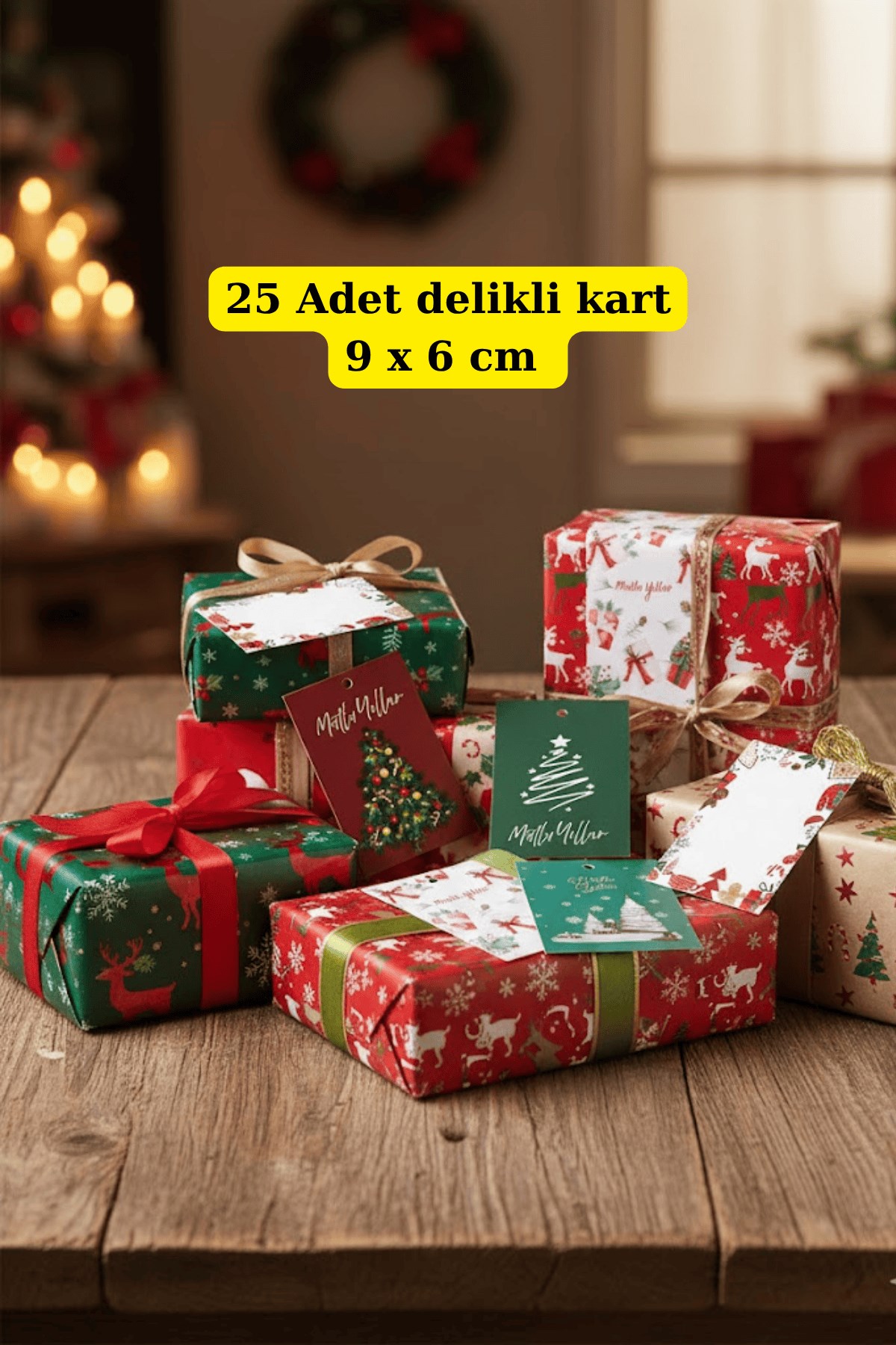 865bd6aa539f4eaf9d211729c069259b.jpg 25 Adet Yılbaşı Paketleme Kartı - Gold İpli Süsleme Kartı - Yılbaşı Hediyesi - Not Kartı 5 Model - Görsel 1