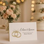 Nişan Yüzüklü Masa Kartı - Çift Yön Baskı - 11x16cm - İsme Özel - Nişan Kartı - Nikah Kartı