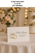 Nişan Yüzüklü Masa Kartı - Çift Yön Baskı - 11x16cm - İsme Özel - Nişan Kartı - Nikah Kartı