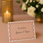 Pembe Zigzag Nişan Masa Kartı Çift Yön Baskı - 11x16cm - İsme Özel - Nişan Kartı - Nikah Kartı