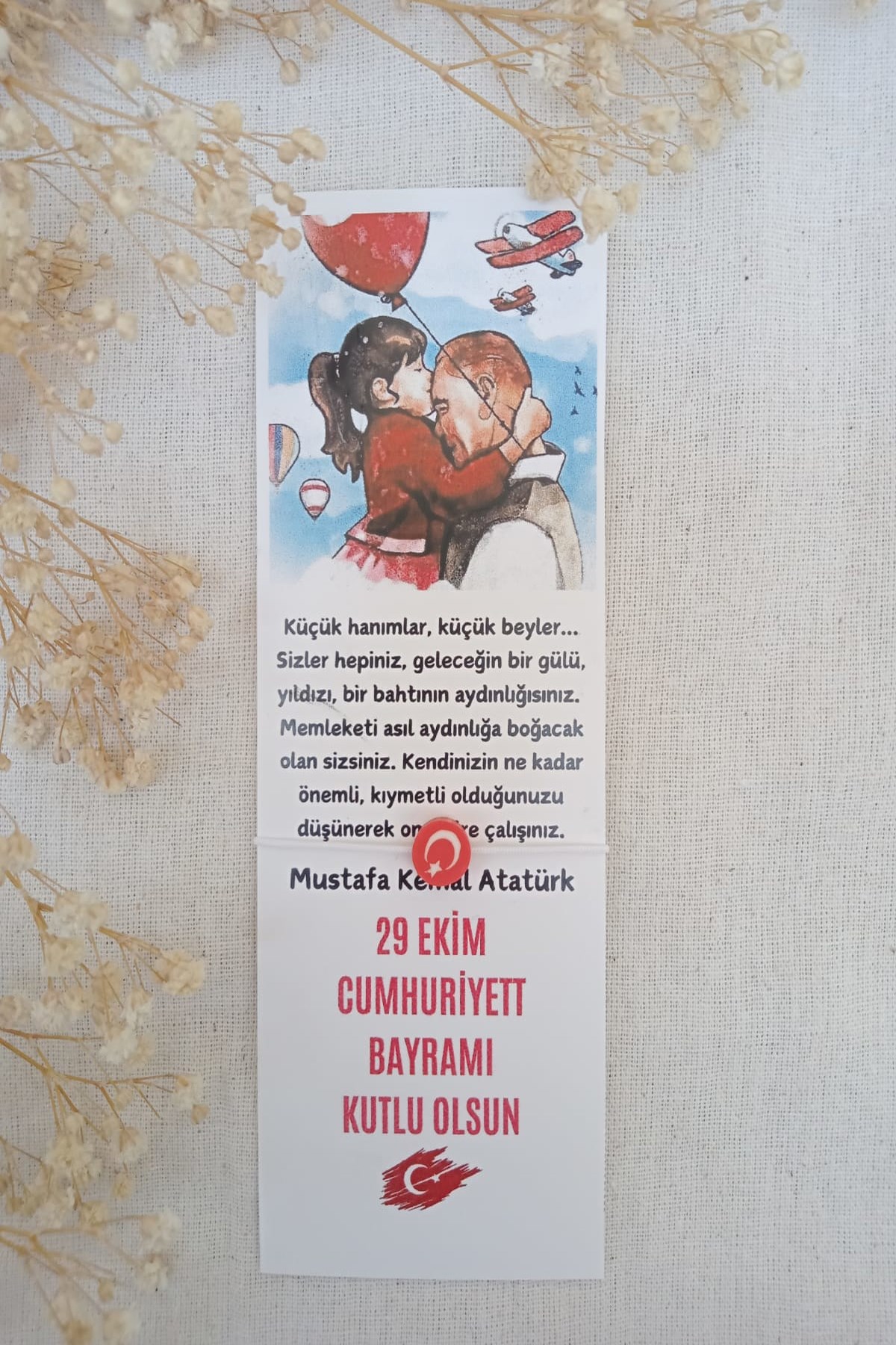 aca0309f5bb34b00b3badc5d4ce41504.jpg Kişiye Özel Ayraç Bileklik - 29 Ekim - Tek Tek Paketli Gönderilir (1 Adet) - Görsel 1