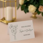 Cosmos Nişan Masa Kartı Çift Yön Baskı - 11x16cm - İsme Özel - Nişan Kartı - Nikah Kartı