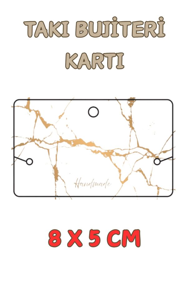 Mermer Desen Handmade - 100 Adet Bileklik & Kolye Kartı - Takı Kartı - Paketleme Kartı - Bujiteri